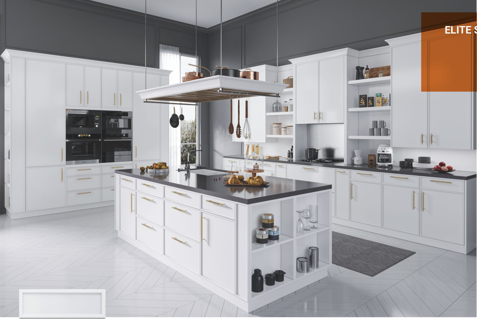 Elite Series — Slim Shaker White kitchen cabinets