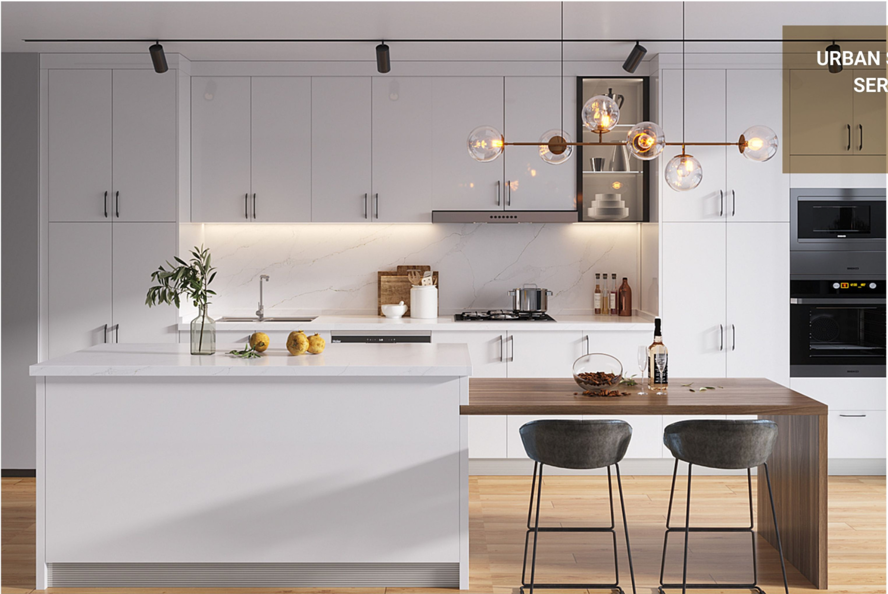 Urban Select Series — Matt and Glossy White kitchen cabinets